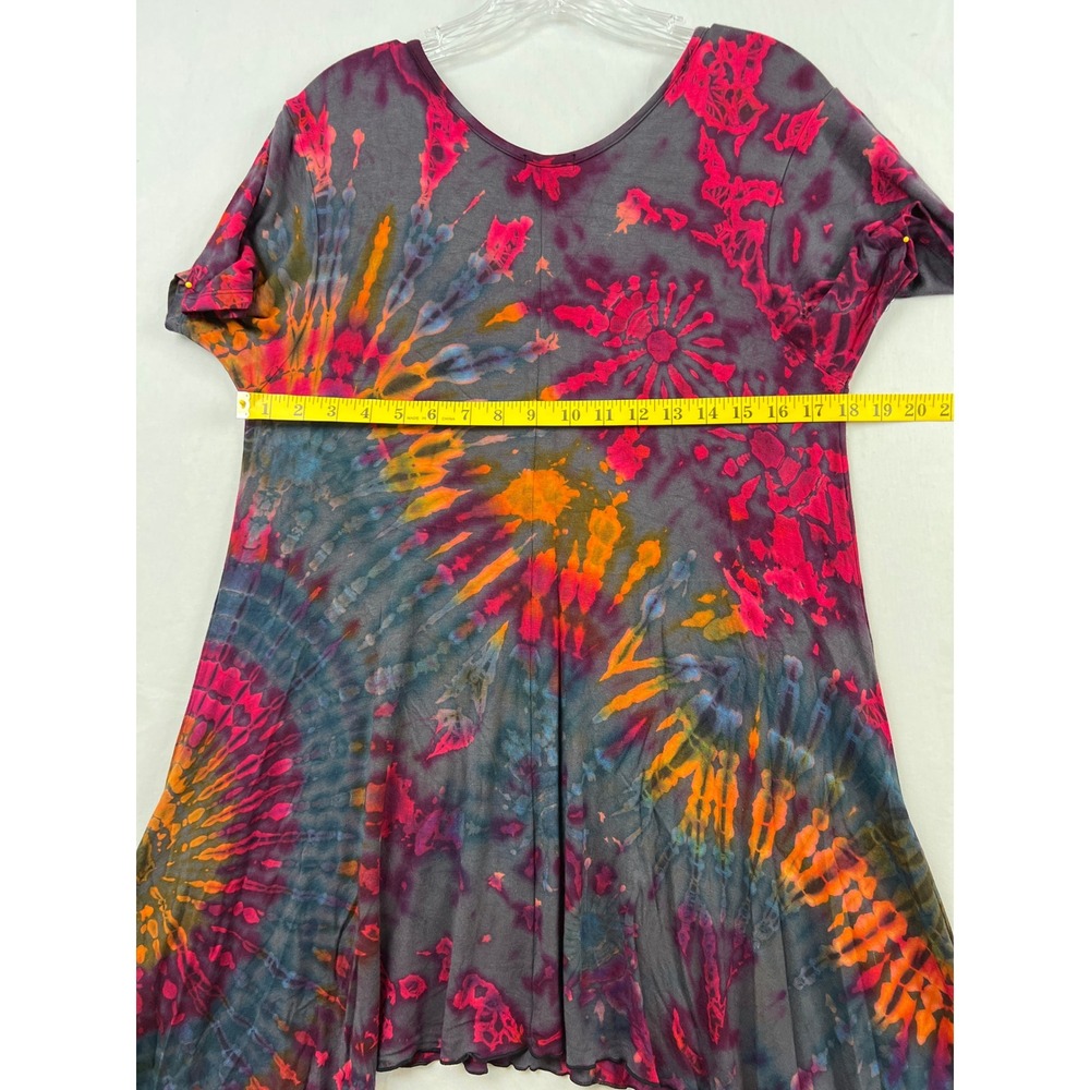 Kathmandu Imports Tunic Top Womens S/M Multicolor Tie Dye Stretch Boho Pockets - Picture 7 of 10